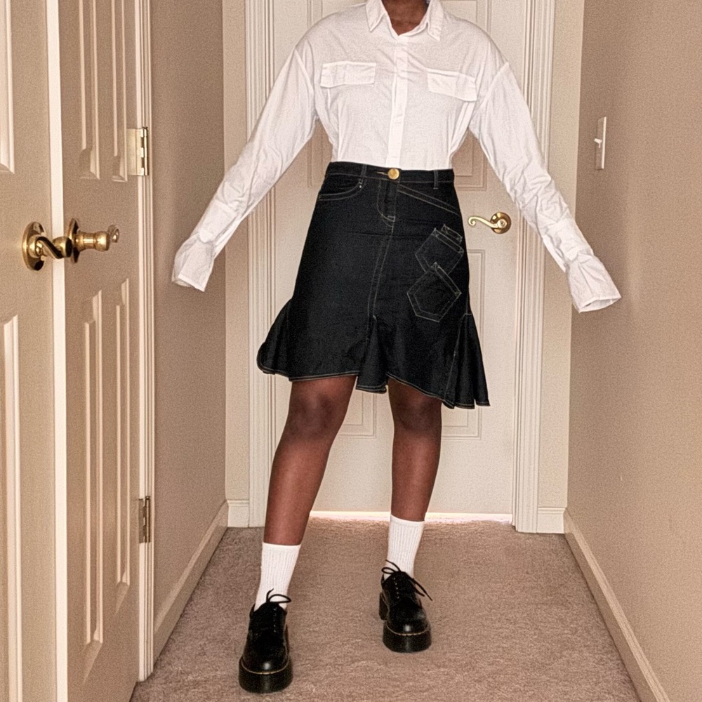 blue asphalt dark blue denim skirt
